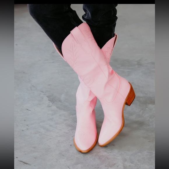 Mi.iM Adel Embroidered Western Boots Tall Pink Pull On Style Womens Size 8 1/2 - Picture 3 of 7